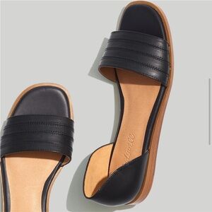 Madewell 7 Flats Sandals Nelda D’Orsay Leather Flats in True Black